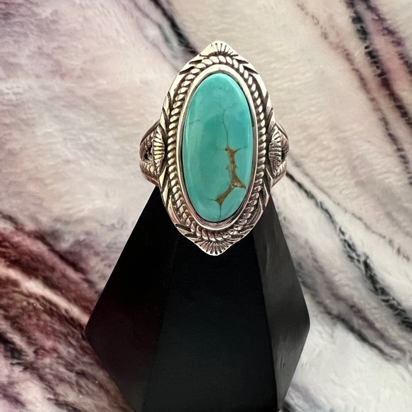 ❤️ Royston Turquoise Southwestern Ring Size 8 Unisex 5.4 gms Beautiful Setting - Picture 3 of 12